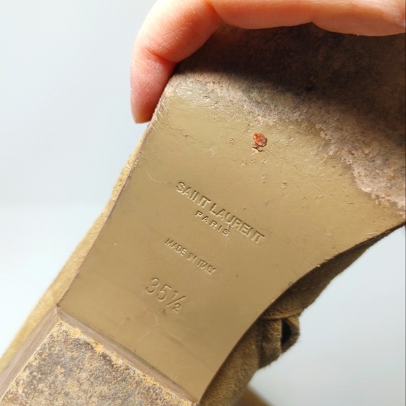 Saint Laurent Sand Suede Side Zip Ankle Boots Size 35 1/2 - Picture 9 of 11